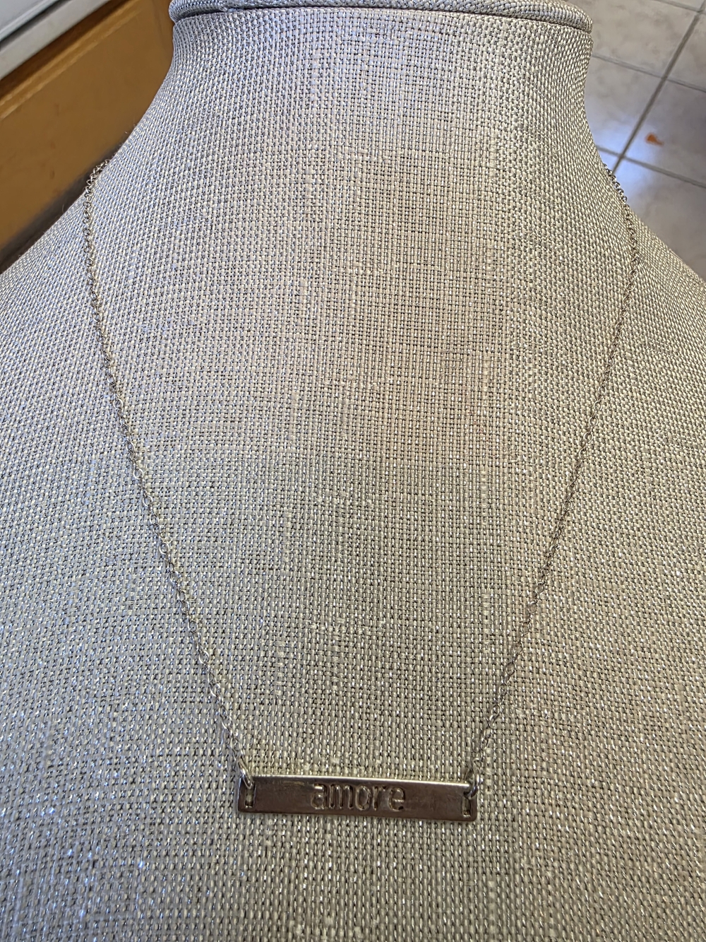 Sterling Silver 16", "amore" Bar Necklace - Picture 10 of 12